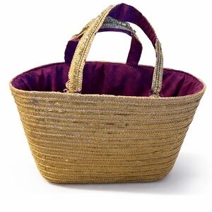 Gold Women's straw Tote Bag